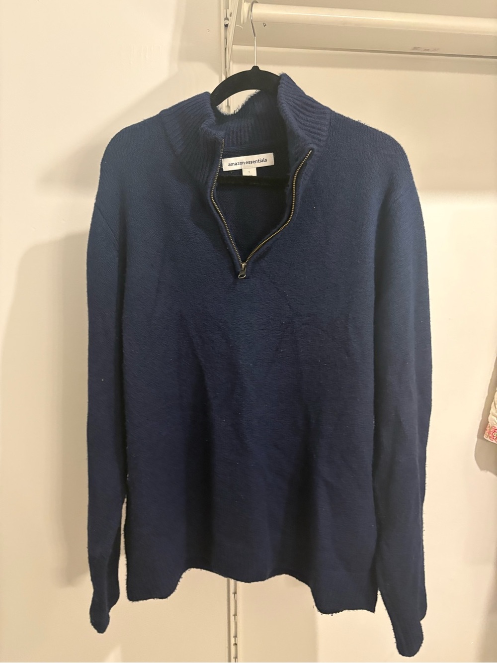 Amazon Essentials Men's Navy Quarter-Zip Knit Sweater